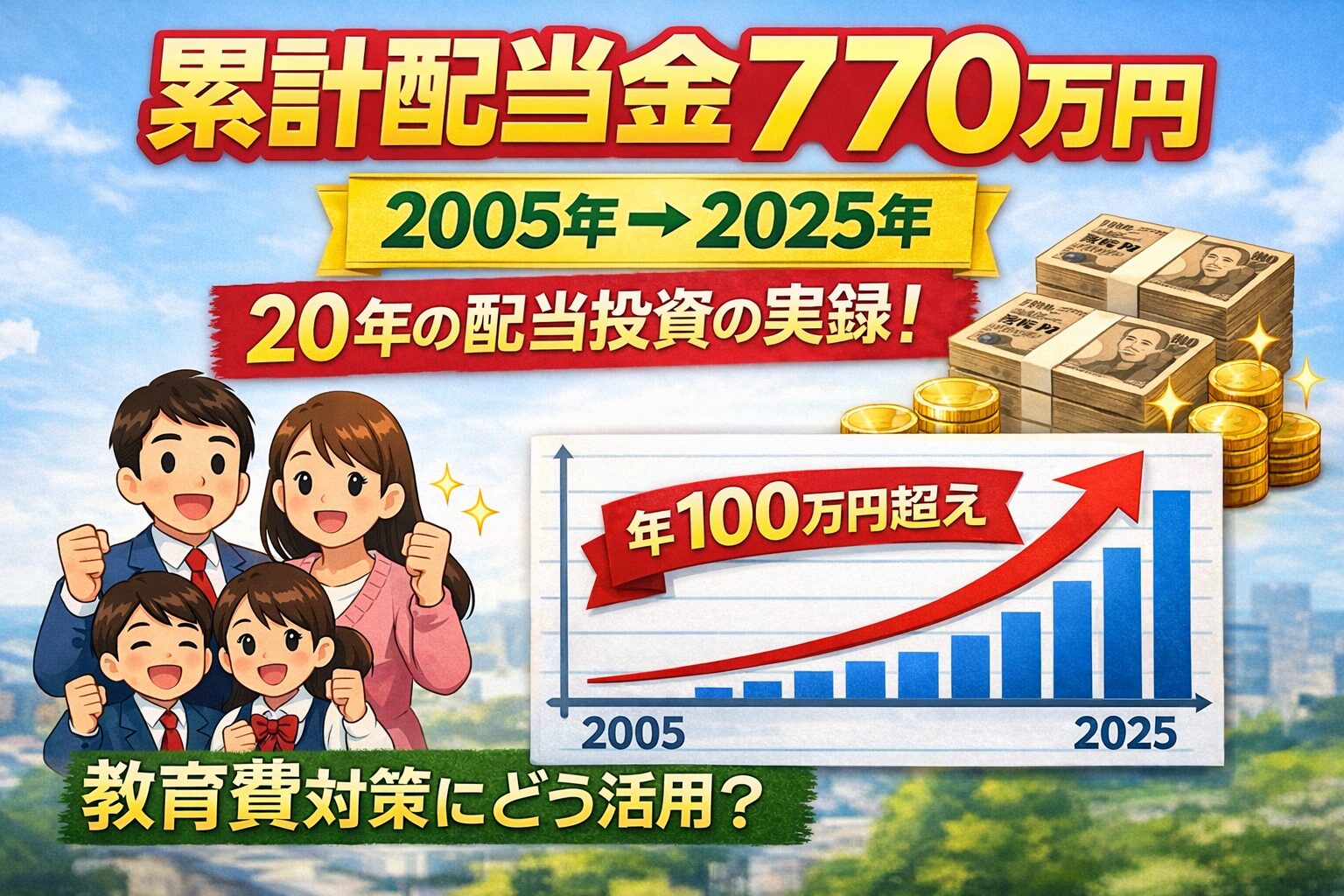 累計配当金770万円・年間135万円の教育費準備