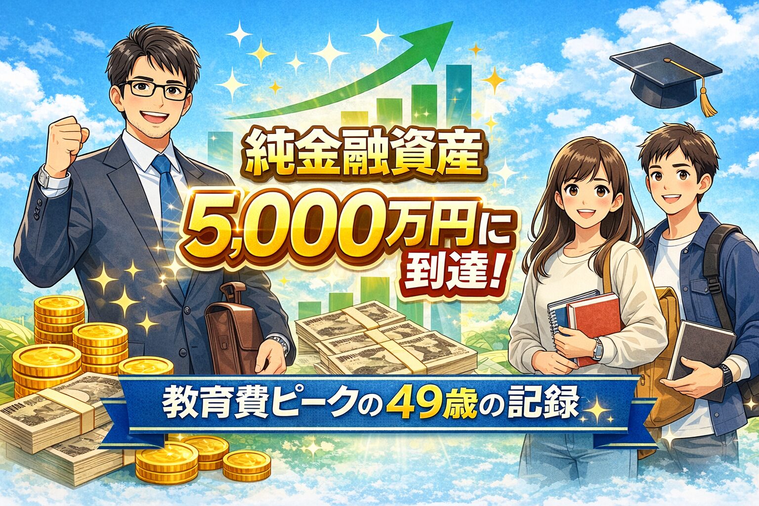 49歳会社員が純金融資産5,000万円に到達したブログアイキャッチ画像