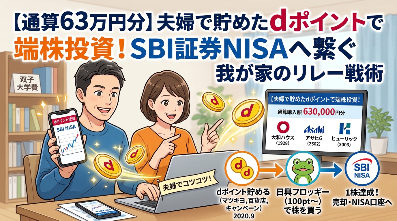 dポイント投資で貯めたポイントを日興フロッギーからSBI証券NISAへ繋ぐリレー戦術のアイキャッチ画像